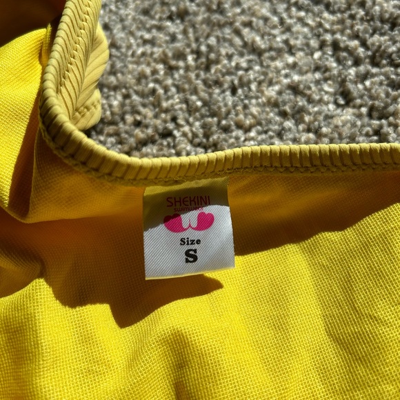 SHEKINI 2 Piece Swimsuit Ribbed Lace up Bandeau Bikini Set High Cut Bathing Suit - Picture 10 of 10